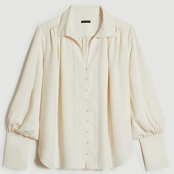 Ann Taylor NWT Ivory V-Neck Blouse M - Picture 2 of 10